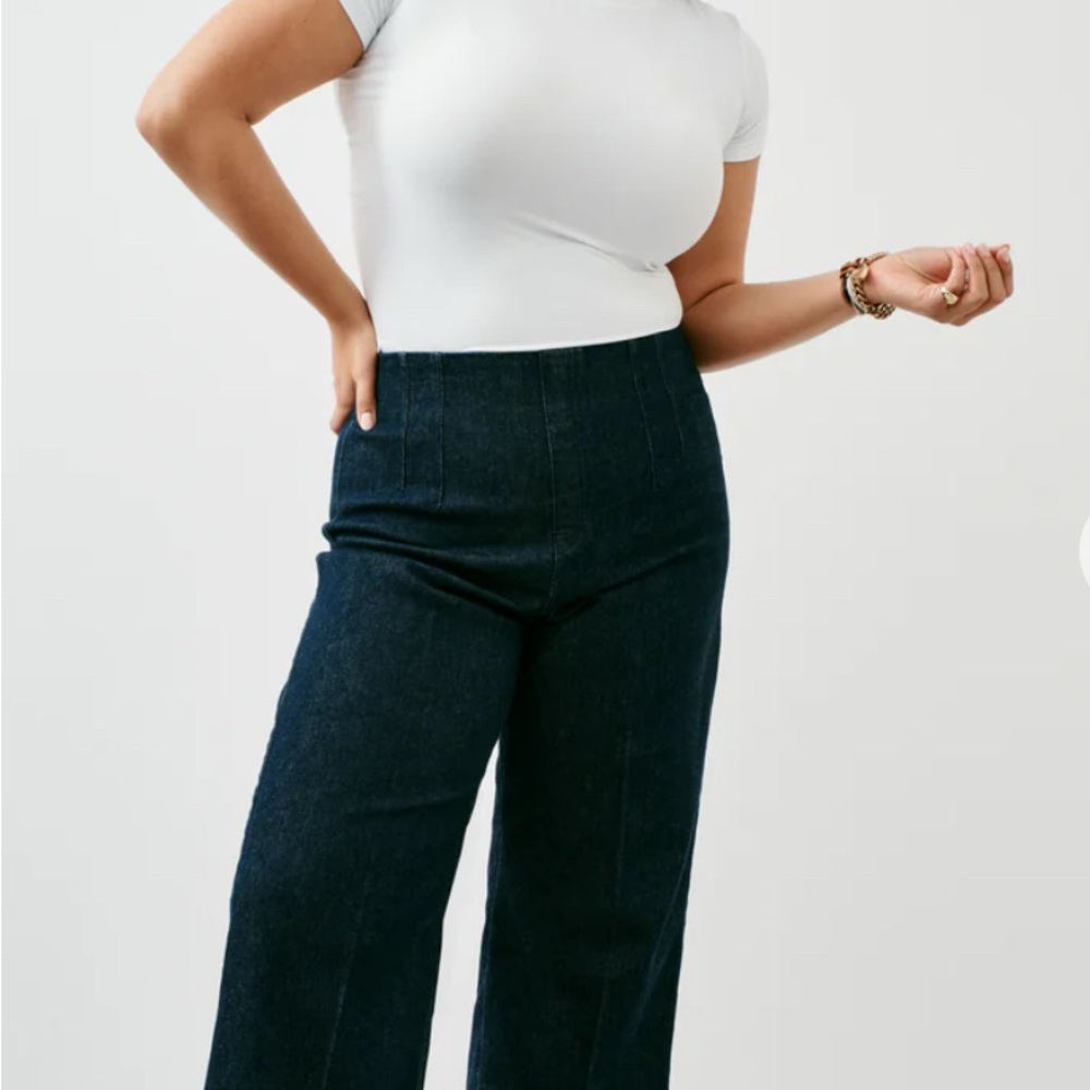 SPANX Zero Waistband Cropped Wide Leg Jeans Size Large